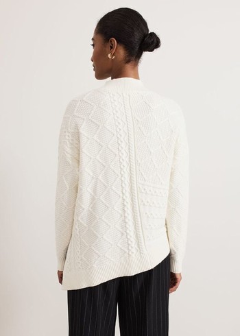 Phase Eight Casey Ivory Cable Knitwear White USA | 2173564-FJ